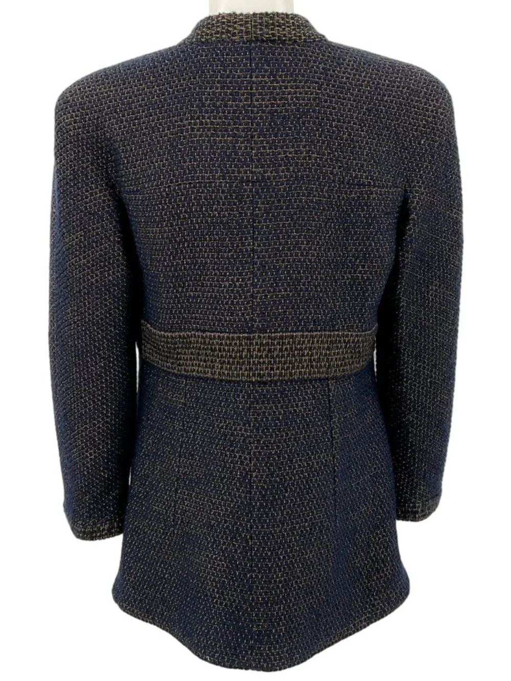Chanel Navy Blue / Gold Wool Tweed Jacket With Gripoix Buttons